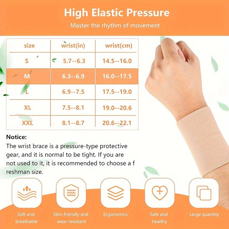 2pcs FlexiSupport Breathable Compression Wristband, Elastic Sports Wrist Support Strap, Hand Wash Only - Medium Size