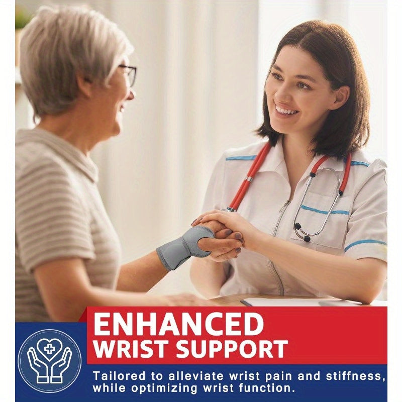 2pcs Wrist Brace Support for Carpal Tunnel, Arthritis, Tendonitis & Sprains - Adjustable Compression Straps for Workout, Sports, Day & Night Use - Gray, Breathable Polyester Fiber, Hand Wash Only
