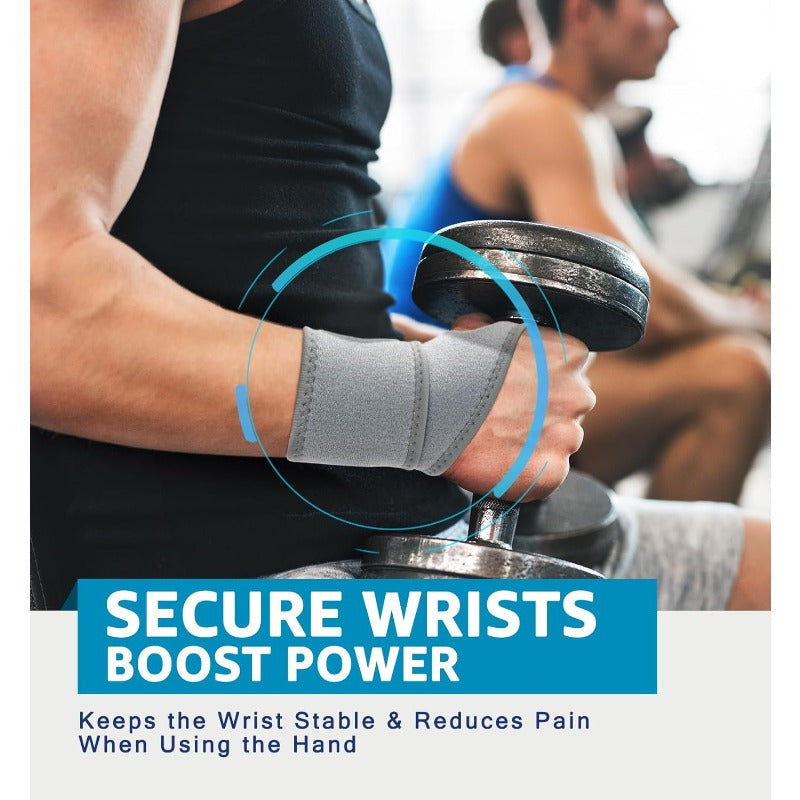 2pcs Wrist Brace Support for Carpal Tunnel, Arthritis, Tendonitis & Sprains - Adjustable Compression Straps for Workout, Sports, Day & Night Use - Gray, Breathable Polyester Fiber, Hand Wash Only