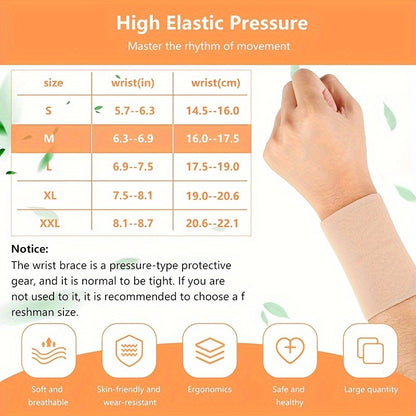 2pcs FlexiSupport Breathable Compression Wristband, Elastic Sports Wrist Support Strap, Hand Wash Only - Medium Size