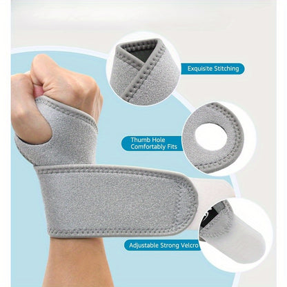 2pcs Wrist Brace Support for Carpal Tunnel, Arthritis, Tendonitis & Sprains - Adjustable Compression Straps for Workout, Sports, Day & Night Use - Gray, Breathable Polyester Fiber, Hand Wash Only