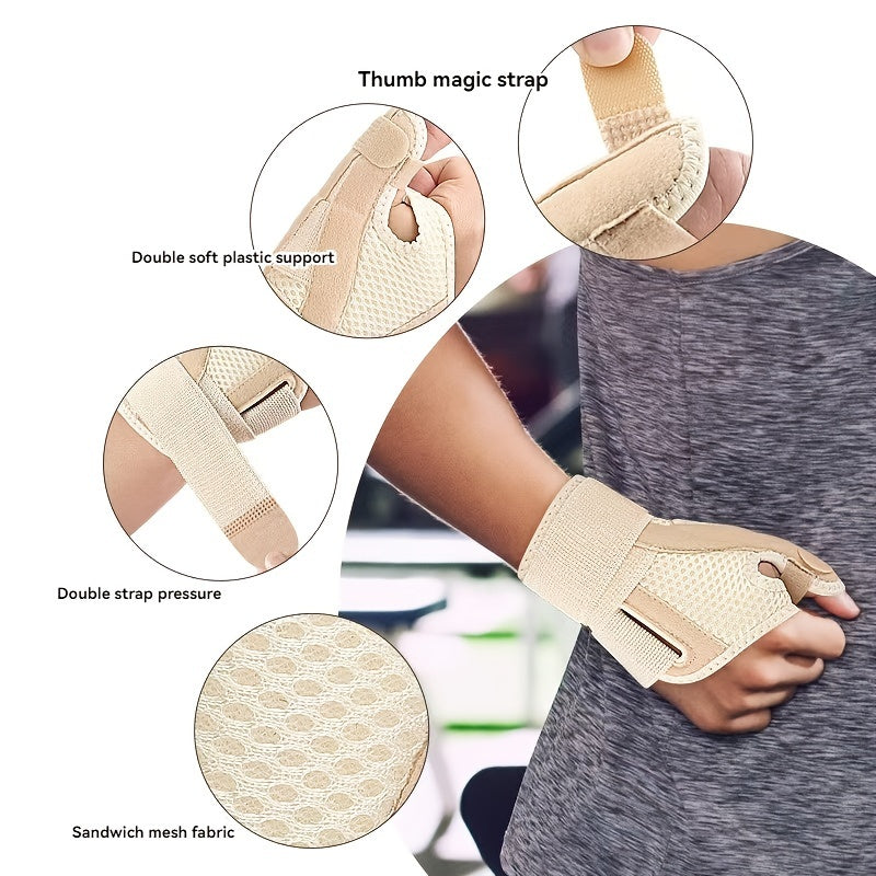 2pcs Adjustable Thumb & Wrist Support Braces - Breathable Polyester, Hook-and-loop Fastener Closure for Sports & Daily Warmth, Multiple Colors Available, Wrist Brace for Support
